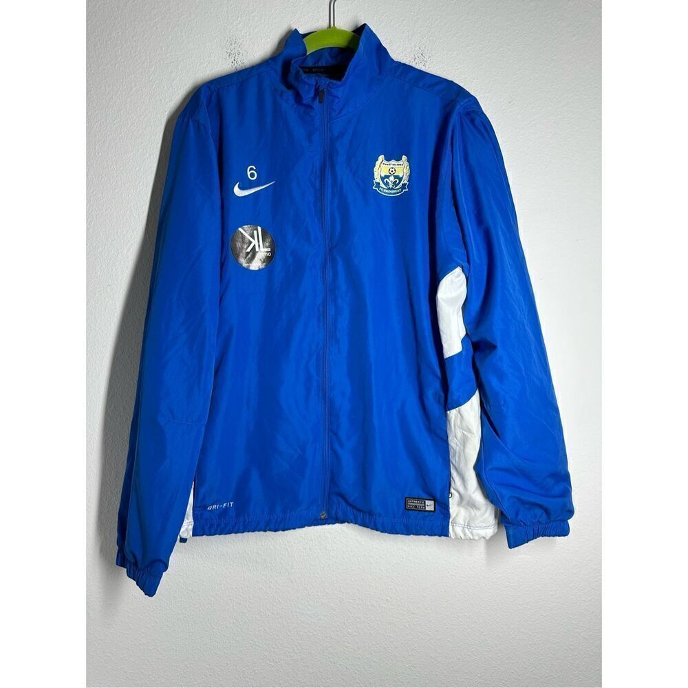Nike Dri-Fit Men’s Performance Jacket Full Zip Blue White Size L See Description